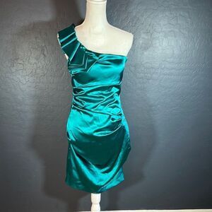 Elegant Teal One-Shoulder Dress
